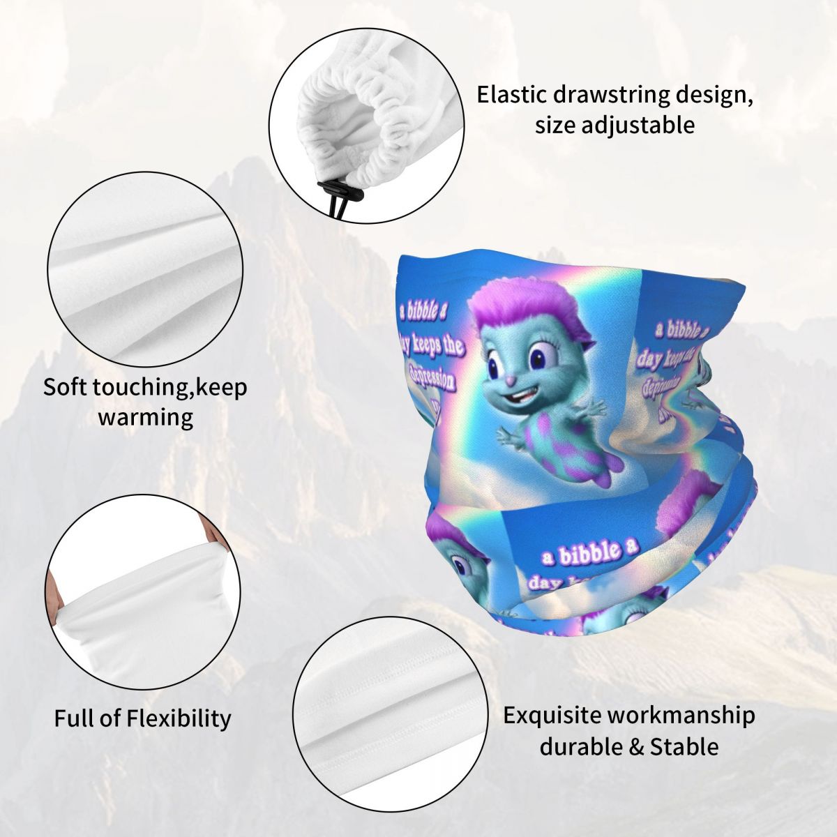 A Bibble A Days Keeps The Depr - Neck Gaiter Face Cover reseña y precio